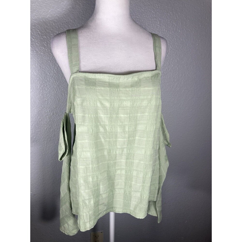 Womens Size 10 Mint Green Strappy Cold Shoulder Pullover Blouse Fairy Coquette - Picture 8 of 11